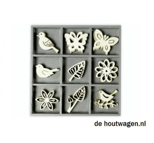 houten ornamenten vogel - duif - vlinder